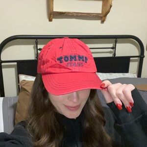 Tommy Hilfiger Tommy Jeans Embroidered Stitched Red Cap Baseball Hat — OS